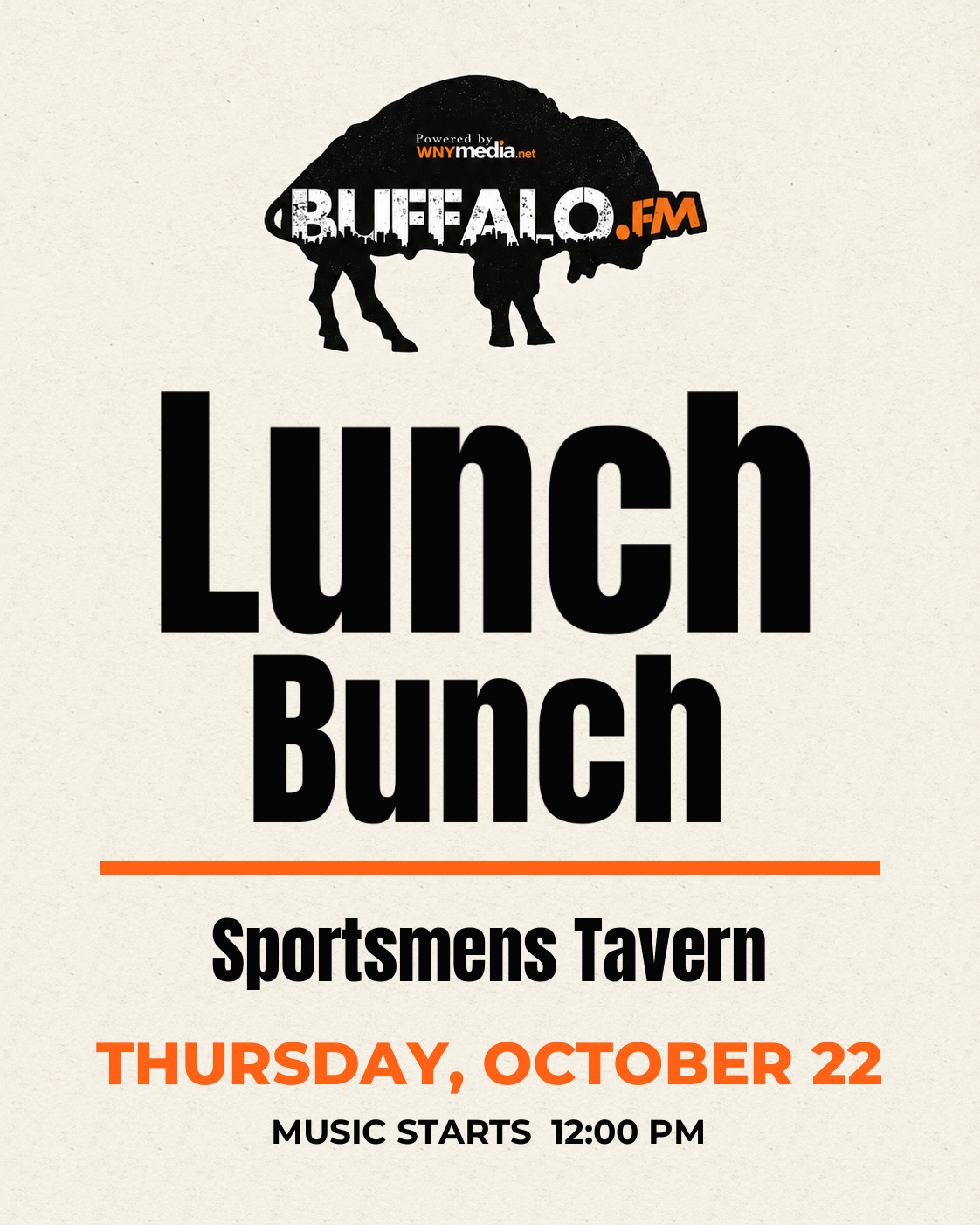 Lunch Bunch at Sportsmens Tavern, Thursday, October 22, 12:00 PM