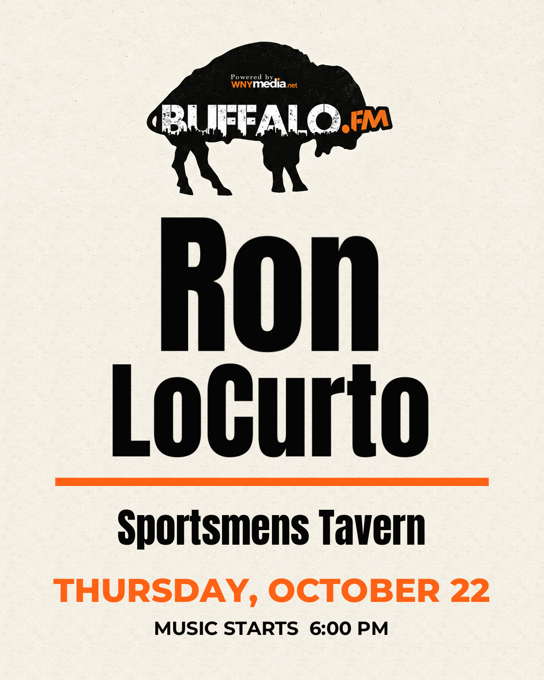 Ron LoCurto at Sportsmens Tavern, Thursday, October 22, 6:00 PM