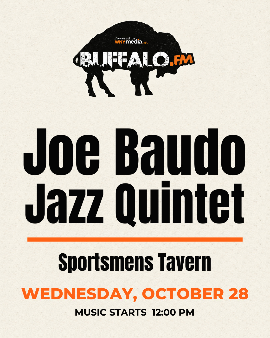 Joe Baudo Jazz Quintet at Sportsmens Tavern, Wednesday, October 28, 12:00 PM