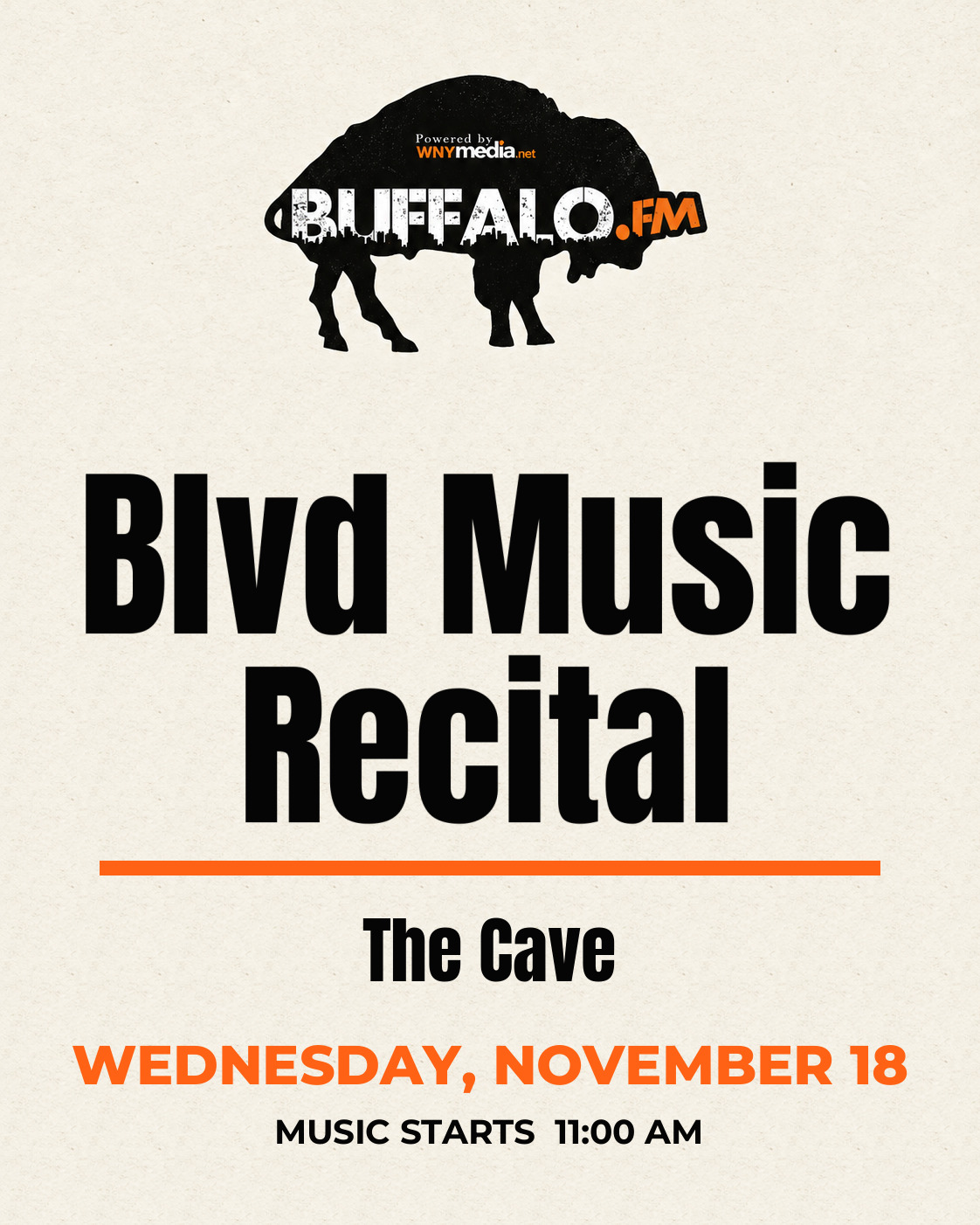 Blvd Music Recital at The Cave, Wednesday, November 18, 11:00 AM