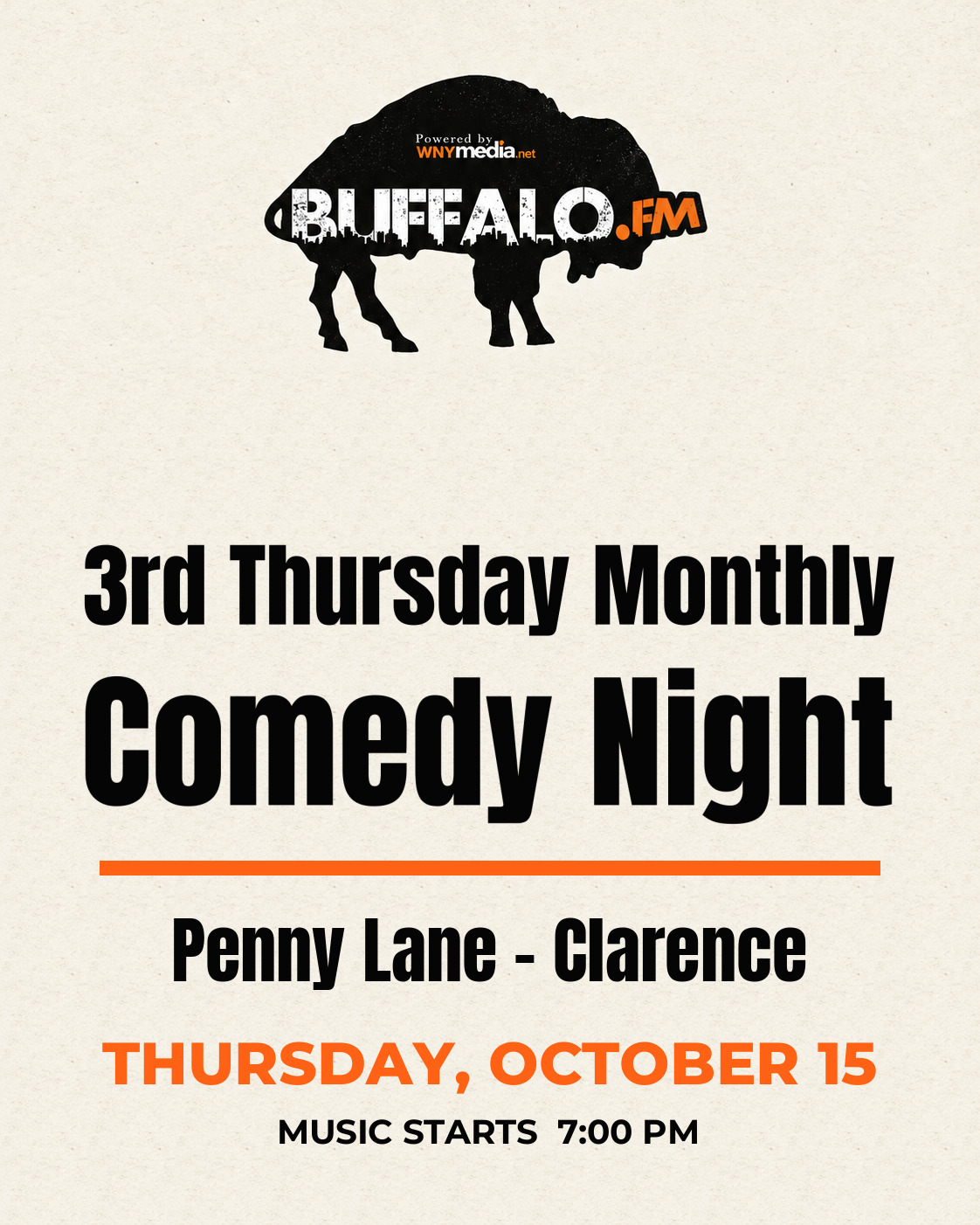 3rd Thursday Monthly Comedy Night at Penny Lane – Clarence, Thursday, October 15, 7:00 PM