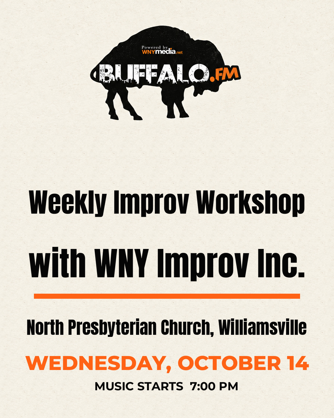Weekly Improv Workshop with WNY Improv Inc. at North Presbyterian Church, Williamsville, Wednesday, October 14, 7:00 PM