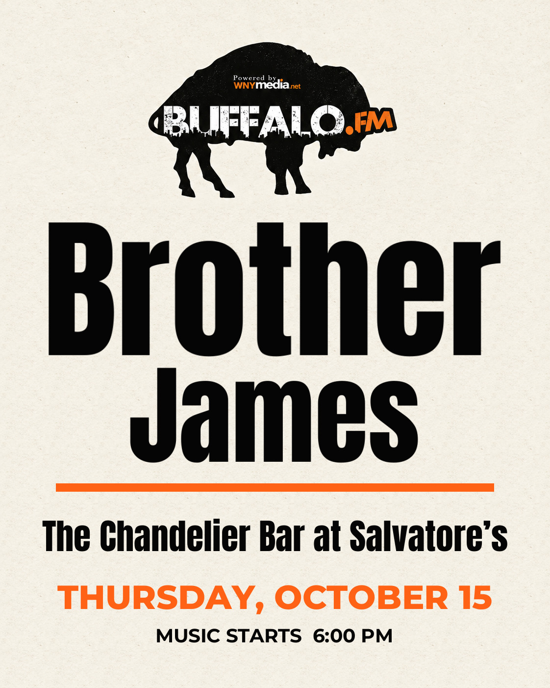 Brother James at The Chandelier Bar at Salvatore’s, Thursday, October 15, 6:00 PM