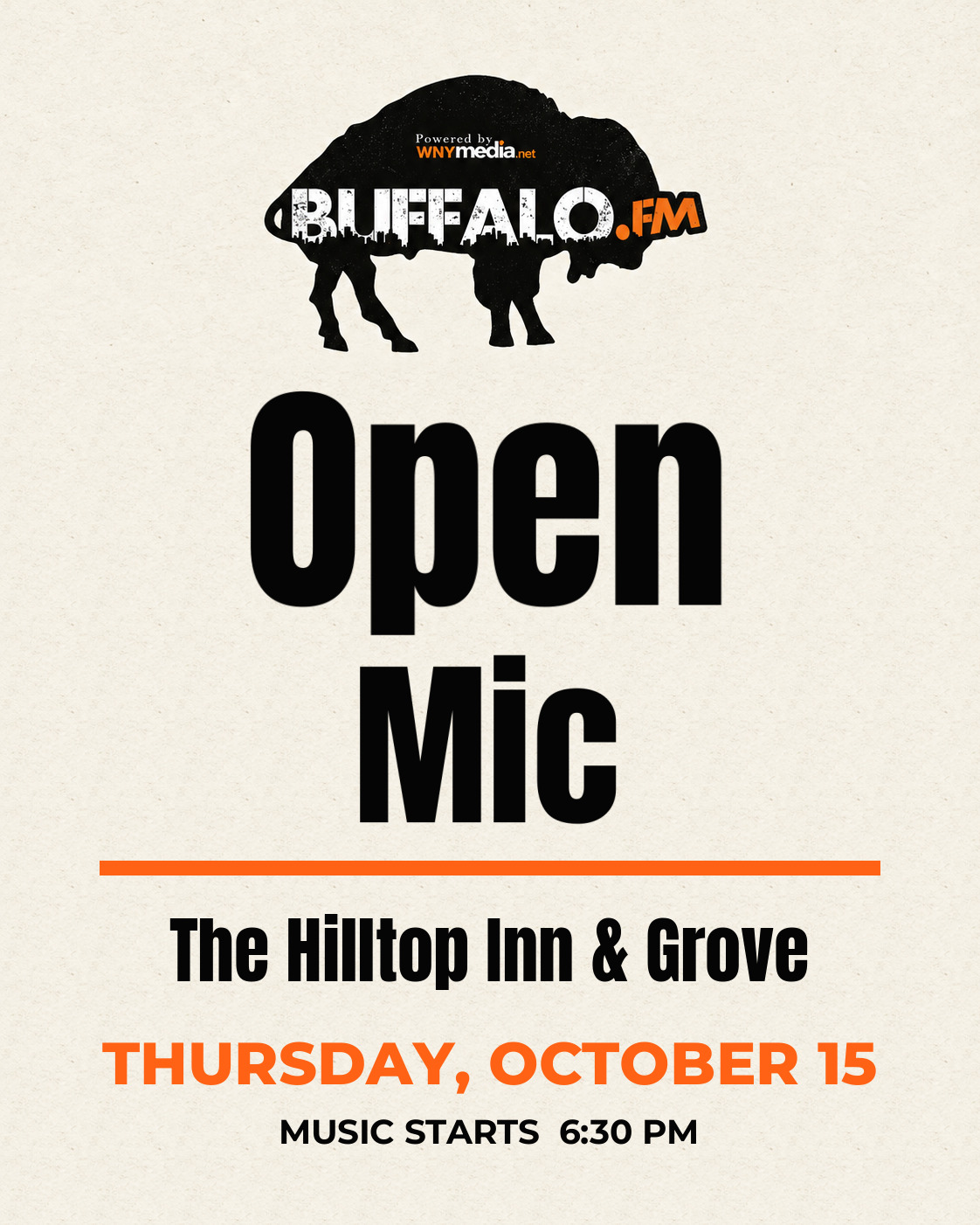 Open Mic at The Hilltop Inn & Grove, Thursday, October 15, 6:30 PM
