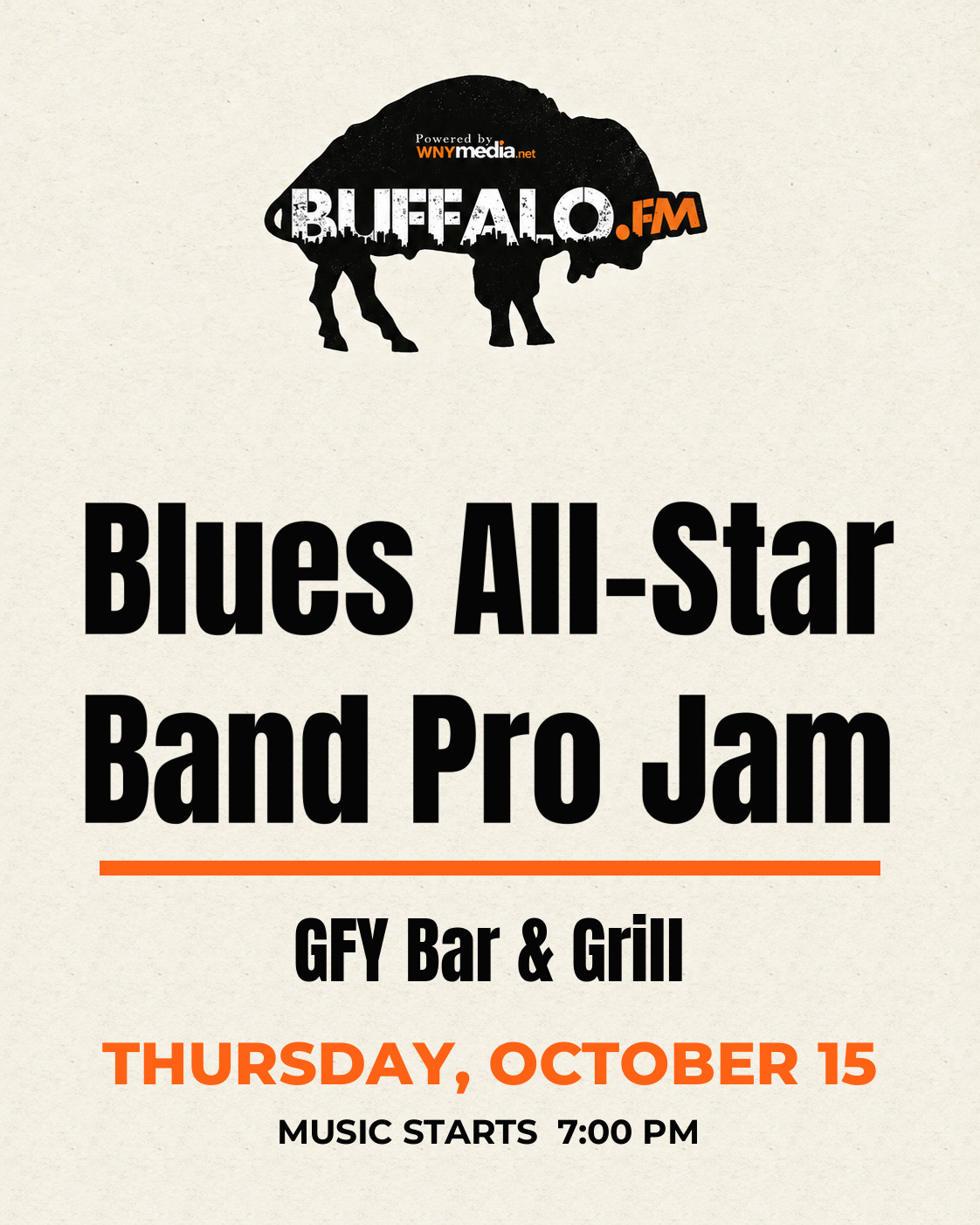 Blues All-Star Band Pro Jam at GFY Bar & Grill, Thursday, October 15, 7:00 PM