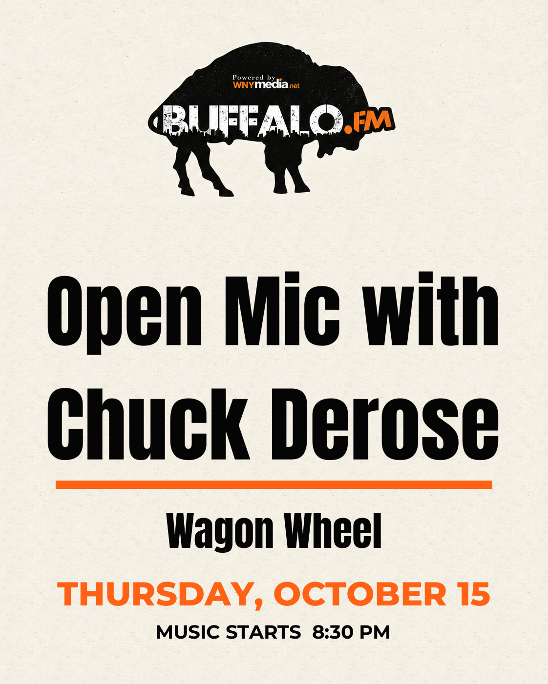 Open Mic with Chuck Derose at Wagon Wheel, Thursday, October 15, 8:30 PM