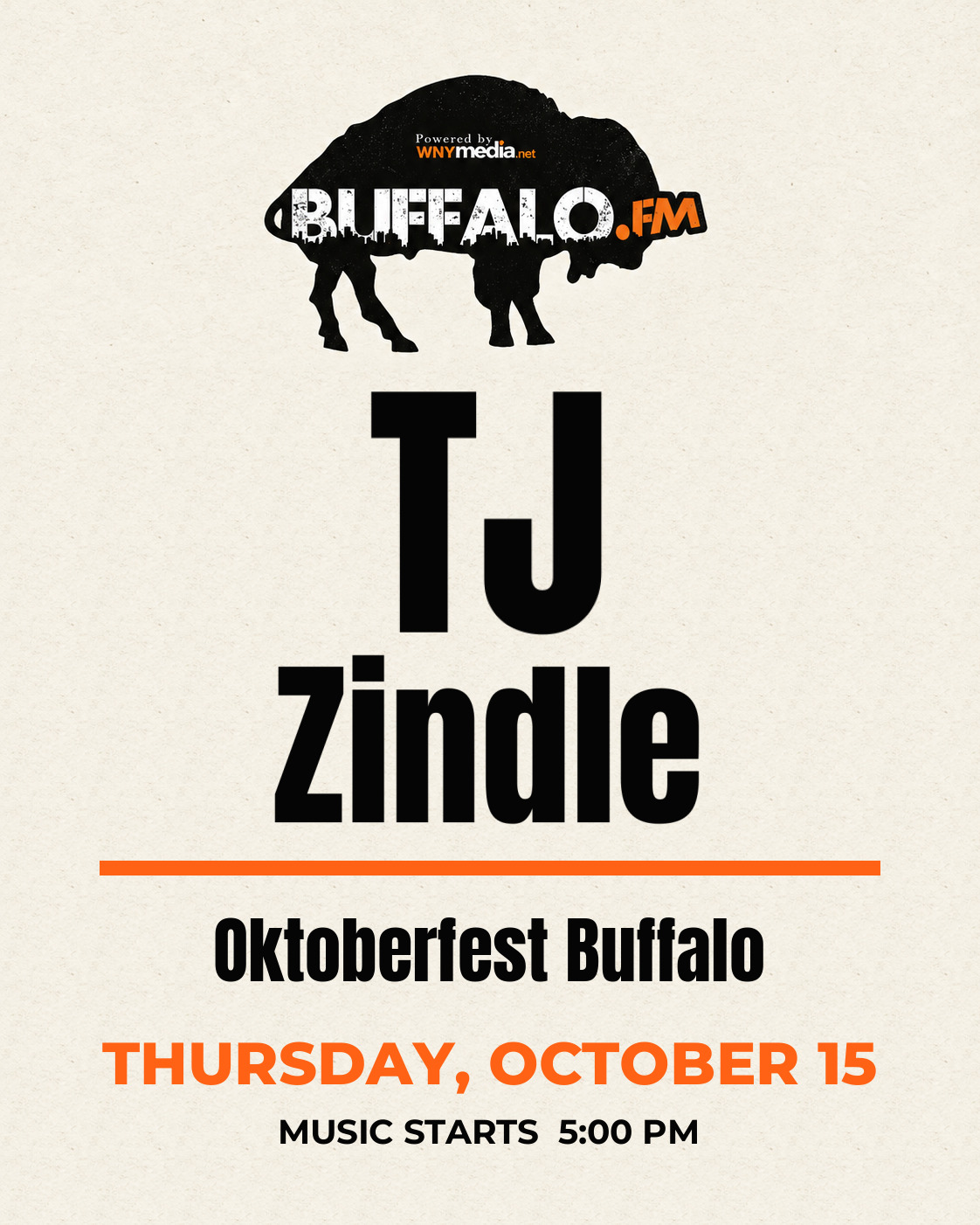 TJ Zindle at Oktoberfest Buffalo, Thursday, October 15, 5:00 PM