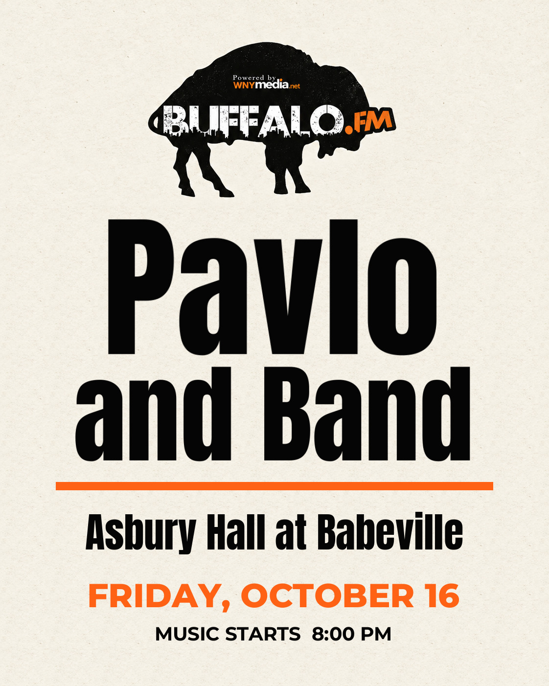 Pavlo and Band at Asbury Hall at Babeville, Friday, October 16, 8:00 PM