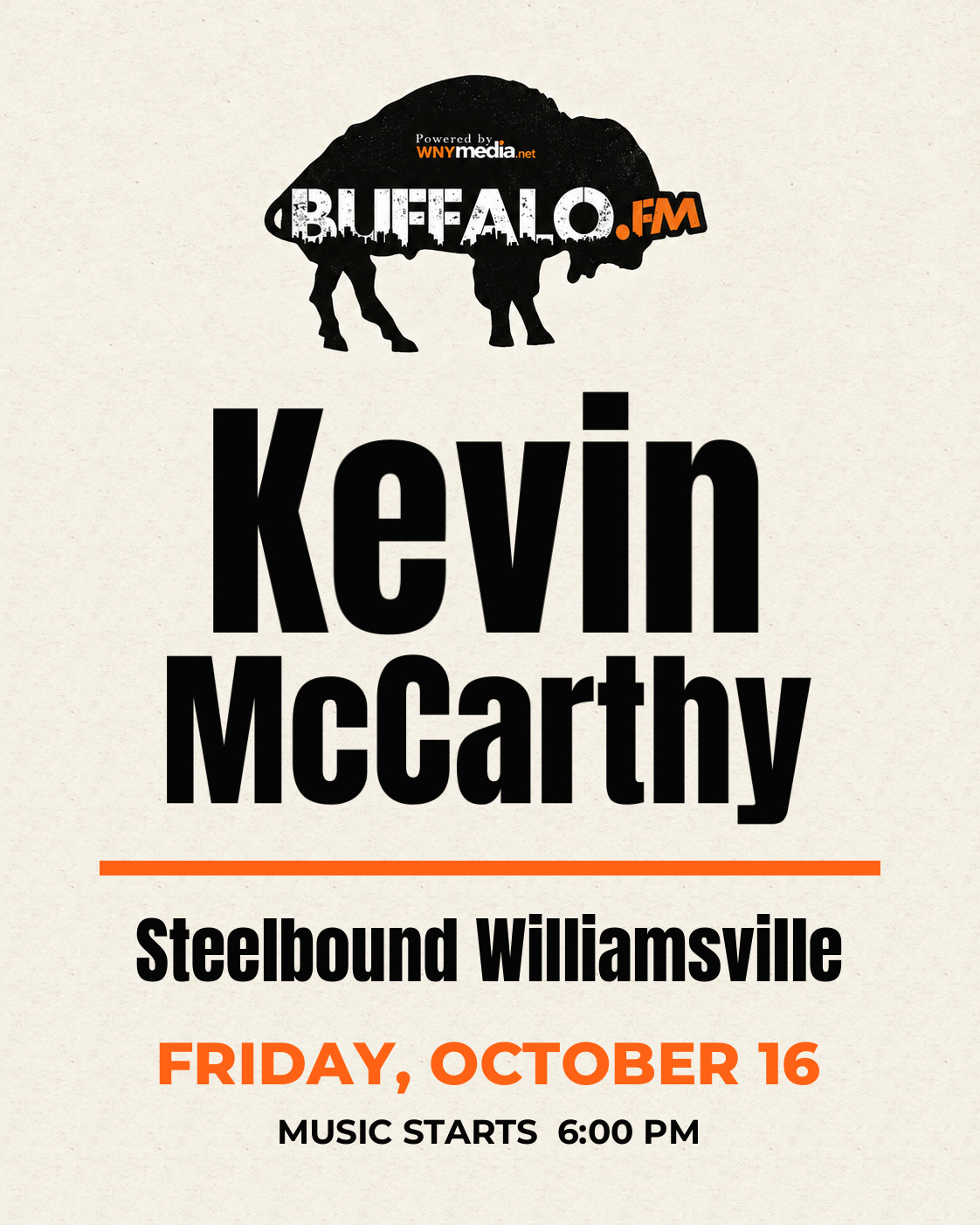 Kevin McCarthy at Steelbound Williamsville, Friday, October 16, 6:00 PM