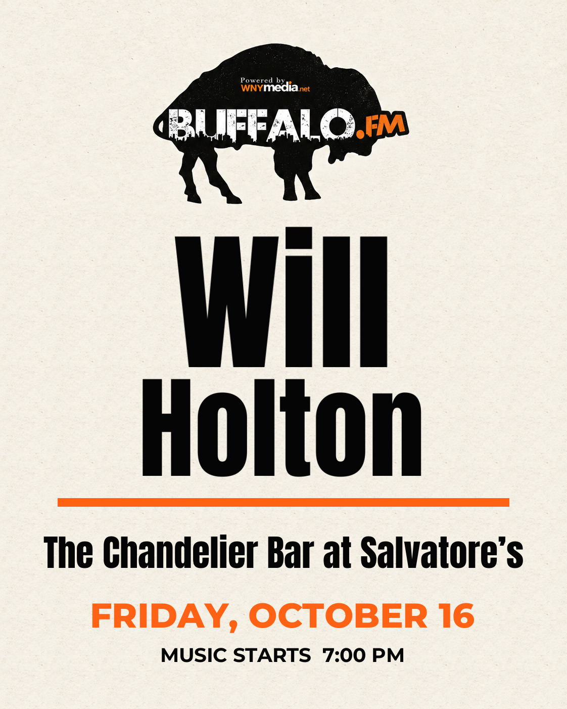 Will Holton at The Chandelier Bar at Salvatore’s, Friday, October 16, 7:00 PM