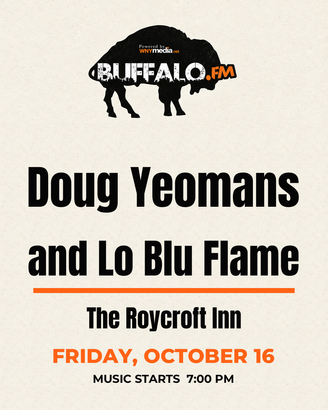 Doug Yeomans and Lo Blu Flame at The Roycroft Inn, Friday, October 16, 7:00 PM