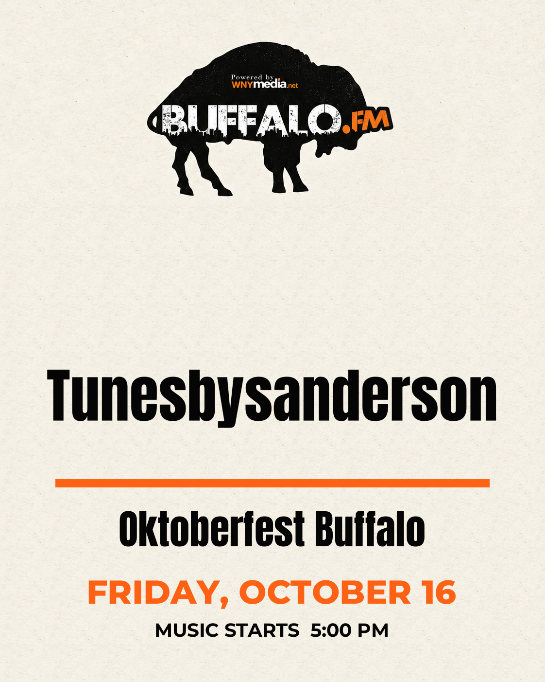 Tunesbysanderson at Oktoberfest Buffalo, Friday, October 16, 5:00 PM
