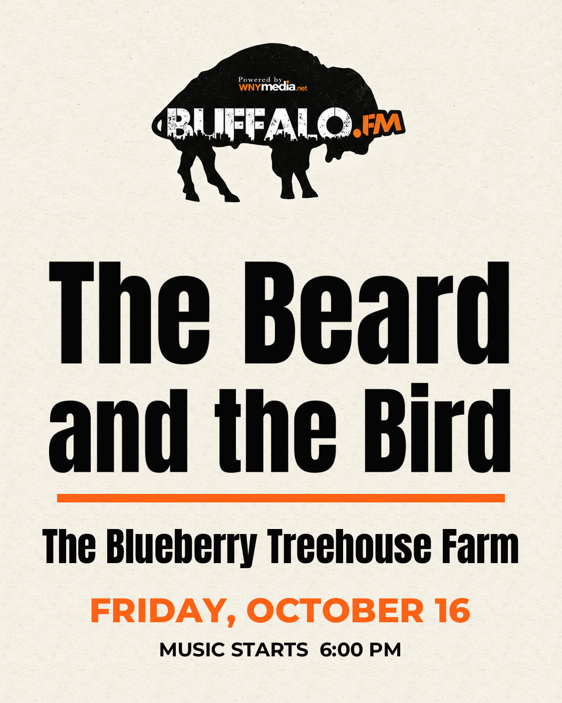 The Beard and the Bird at The Blueberry Treehouse Farm, Friday, October 16, 6:00 PM
