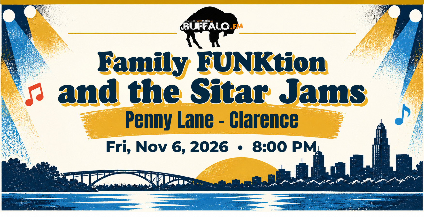 Family FUNKtion and the Sitar Jams at Penny Lane – Clarence, Fri, Nov 6, 2026, 8:00 PM