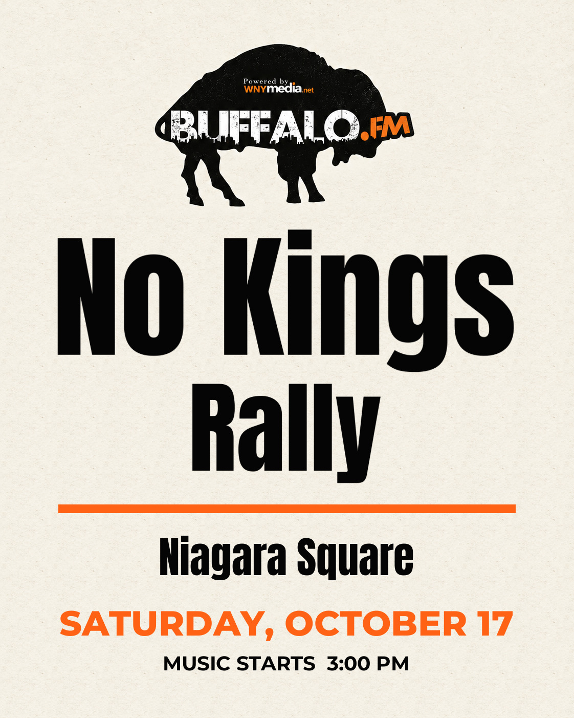 No Kings Rally at Niagara Square, Saturday, October 17, 3:00 PM