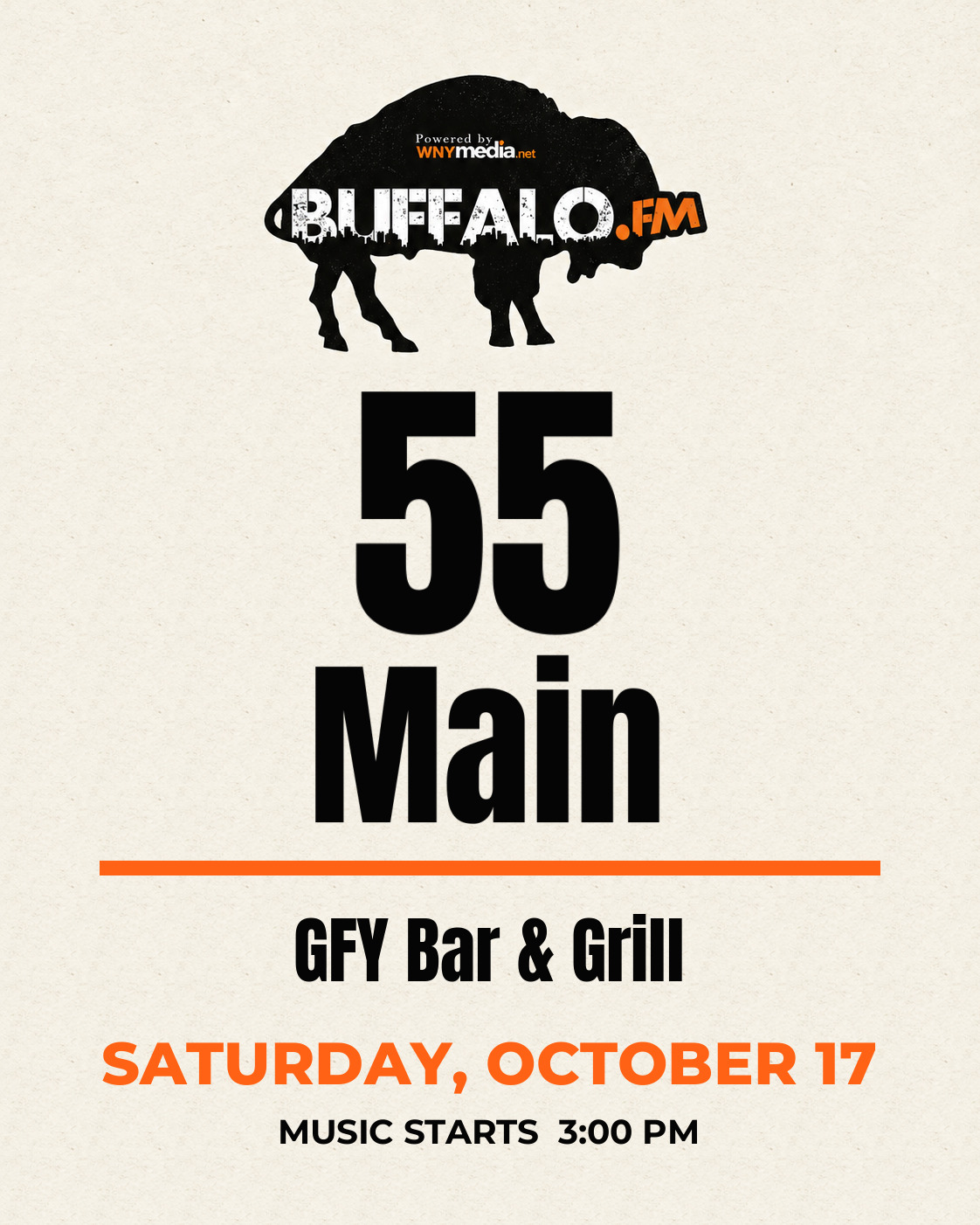 55 Main at GFY Bar & Grill, Saturday, October 17, 3:00 PM