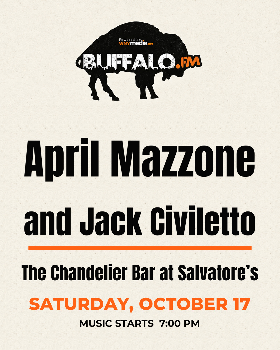 April Mazzone and Jack Civiletto at The Chandelier Bar at Salvatore’s, Saturday, October 17, 7:00 PM