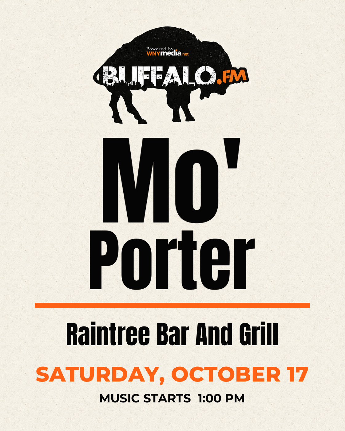 Mo' Porter at Raintree Bar And Grill, Saturday, October 17, 1:00 PM