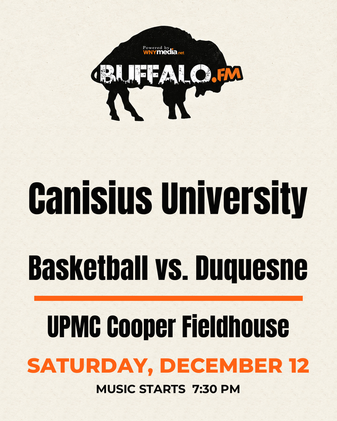 Canisius University Basketball vs. Duquesne at UPMC Cooper Fieldhouse, Saturday, December 12, 7:30 PM