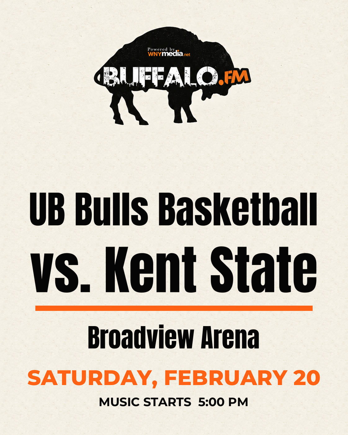 UB Bulls Basketball vs. Kent State at Broadview Arena, Saturday, February 20, 5:00 PM