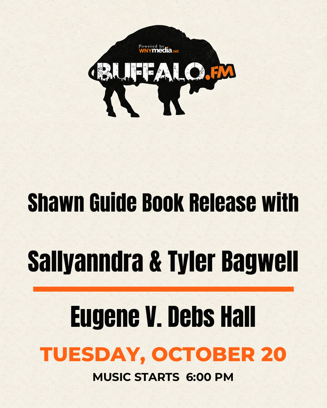 Shawn Guide Book Release with Sallyanndra & Tyler Bagwell at Eugene V. Debs Hall, Tuesday, October 20, 6:00 PM