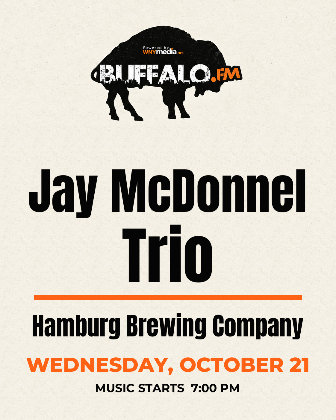 Jay McDonnel Trio at Hamburg Brewing Company, Wednesday, October 21, 7:00 PM