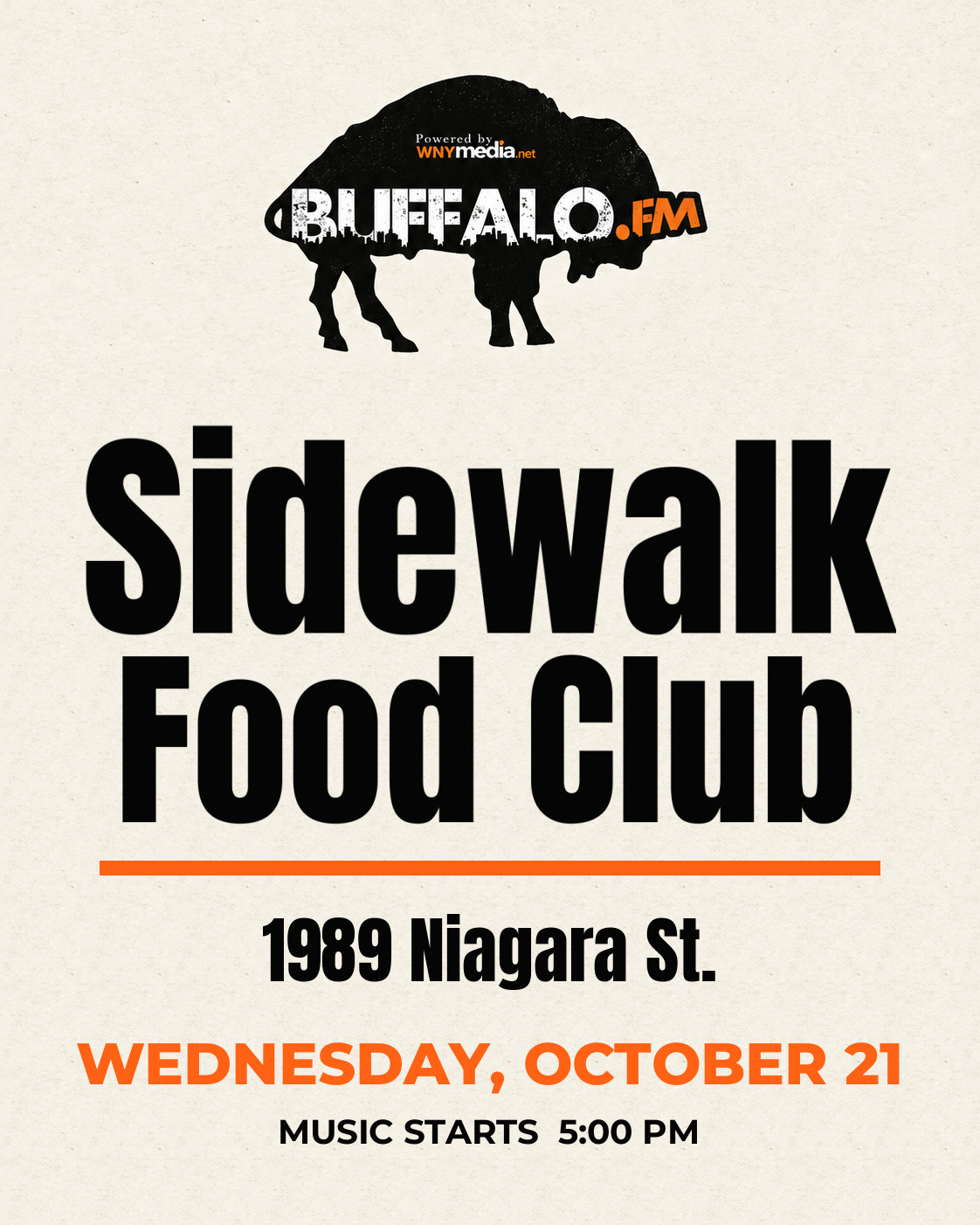 Sidewalk Food Club at 1989 Niagara St., Wednesday, October 21, 5:00 PM