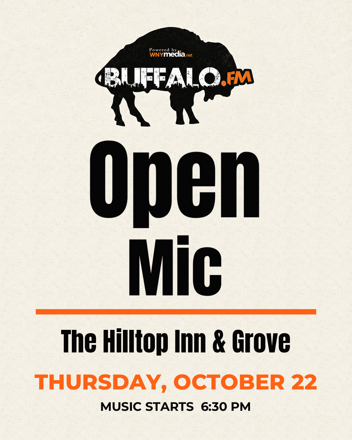 Open Mic at The Hilltop Inn & Grove, Thursday, October 22, 6:30 PM