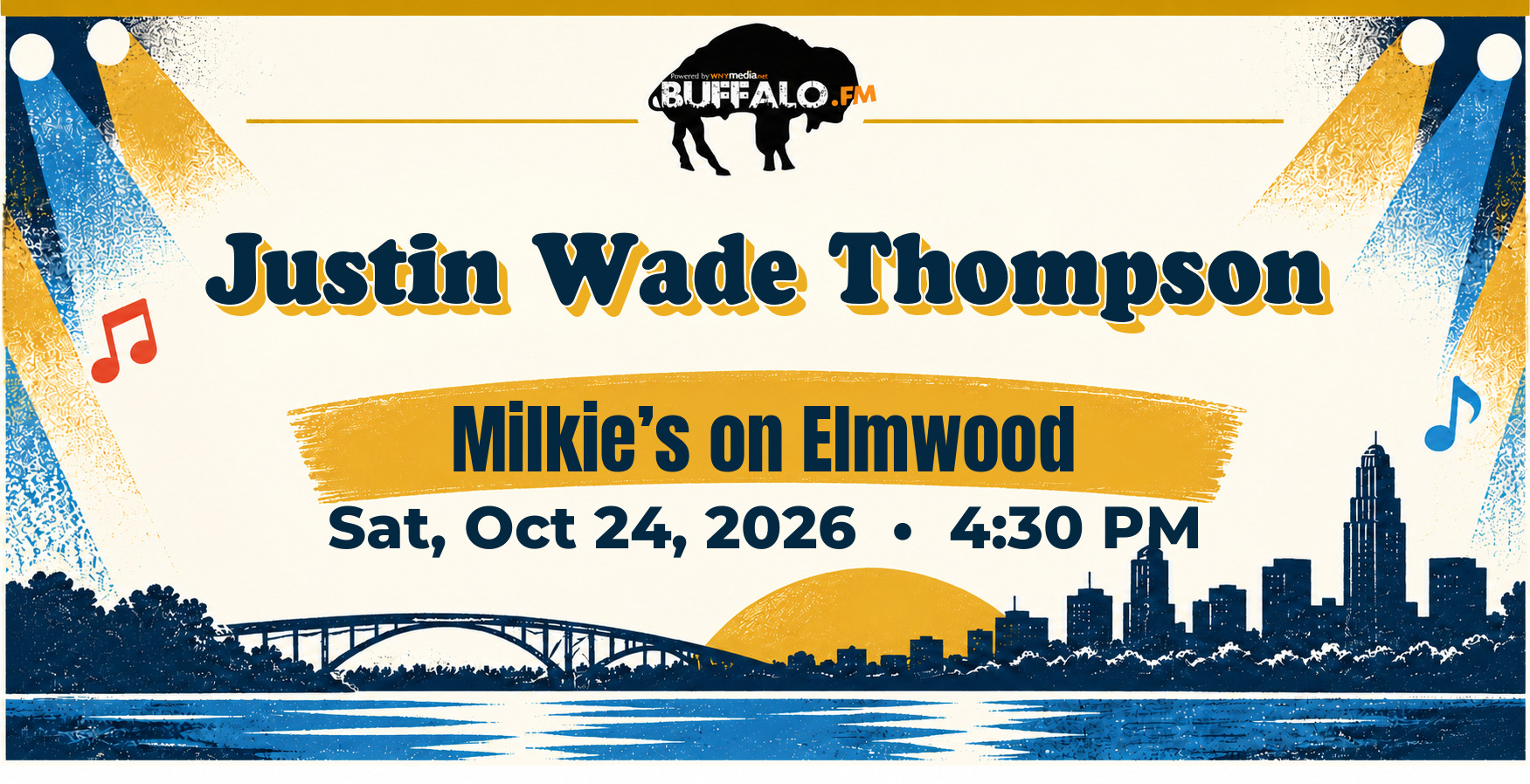 Justin Wade Thompson at Milkie’s on Elmwood, Sat, Oct 24, 2026, 4:30 PM